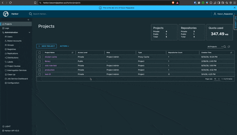 Manually triggering a Harbor replication rule from the Replications screen